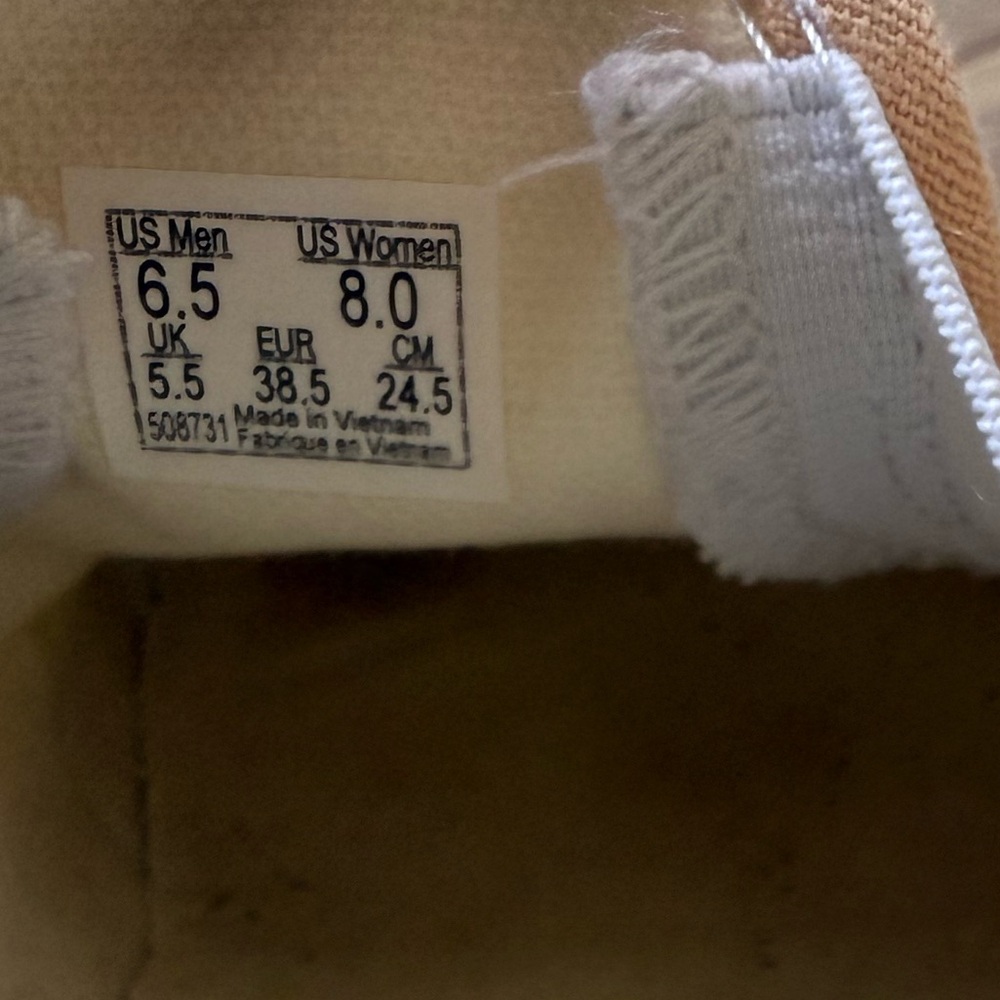 Women’s Vans Peach and White Checkerboard Slip On Sneakers - Picture 6 of 11